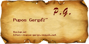 Pupos Gergő névjegykártya